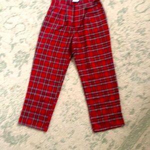 New red plaid women’s trousers